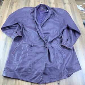 Lemonde Women’s Leather Relaxed Jacket Coat Purple Size F